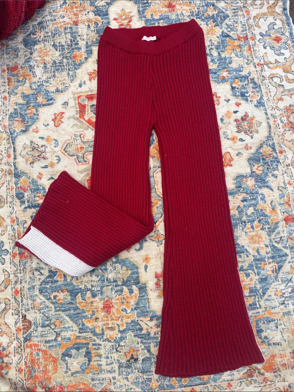 RQ Sport red chunky rib-knit sweatpants